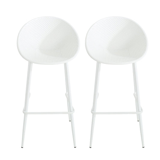 Modern Gable Outdoor Barstool Set of 2 in White