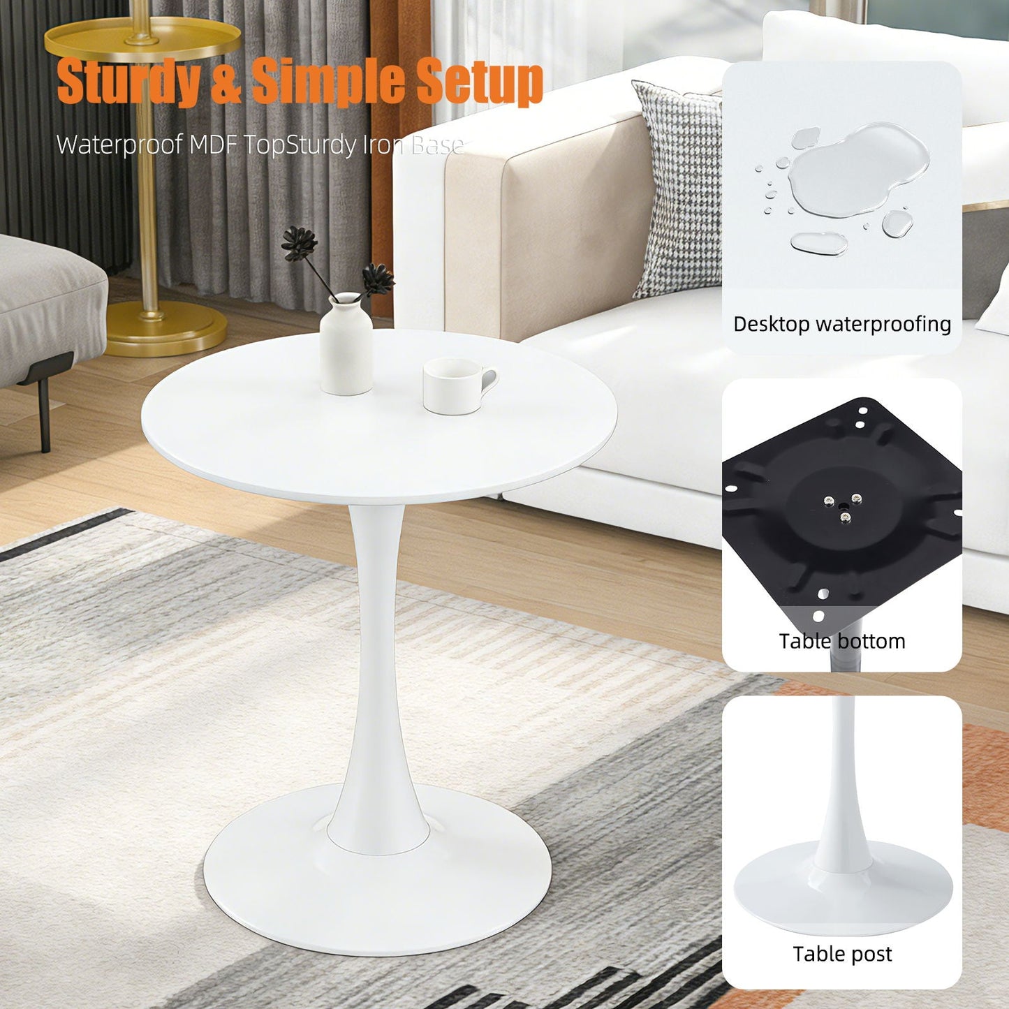 Round Dining Table With Tulip Style Base
