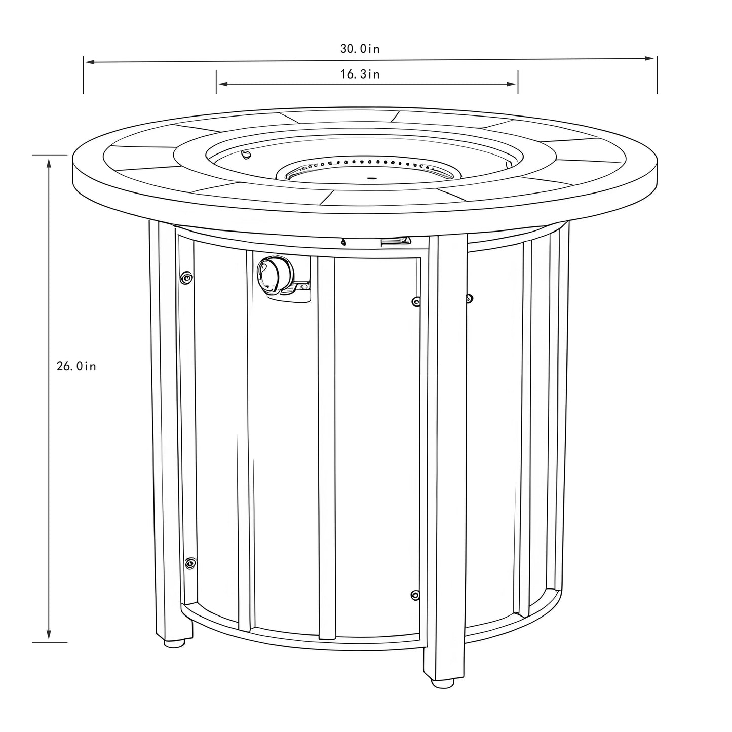 30" Propane Gas Fire Pit Table