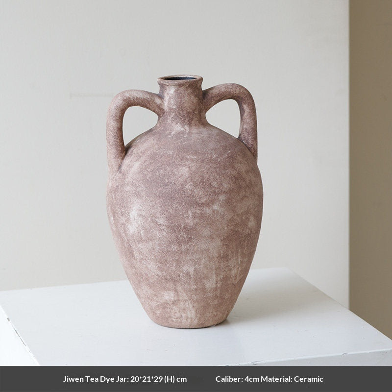 Wabi‑Sabi Ceramic Pot Vase – Minimalist Asian Home Decor