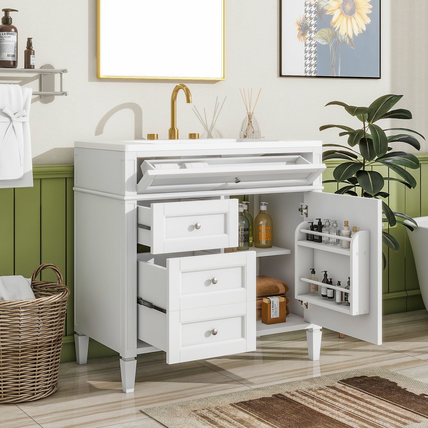 36" Bathroom Vanity With Top Sink