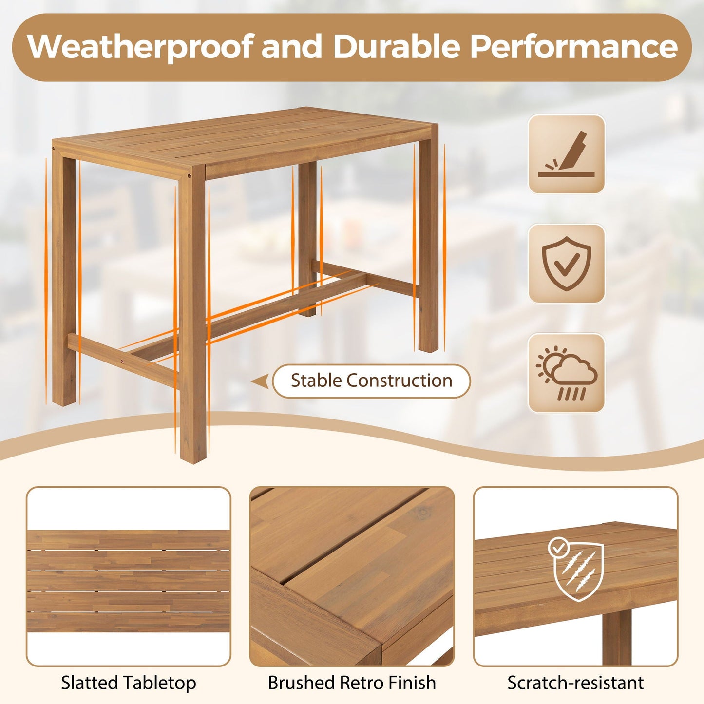 Patio Bar Set With Ergonomic Chairs