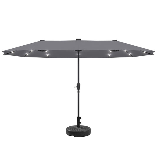 Ainfox 13ft Large Patio Umbrella with Solar Lights, Market Heavy Duty Umbrellas with Base