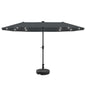 Ainfox 13ft Large Patio Umbrella with Solar Lights, Market Heavy Duty Umbrellas with Base