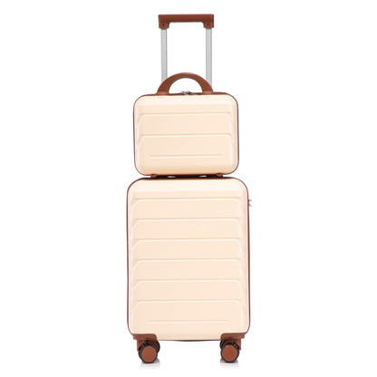 14'/20' 2-Piece Beige ABS Spinner Wheel Luggage Set