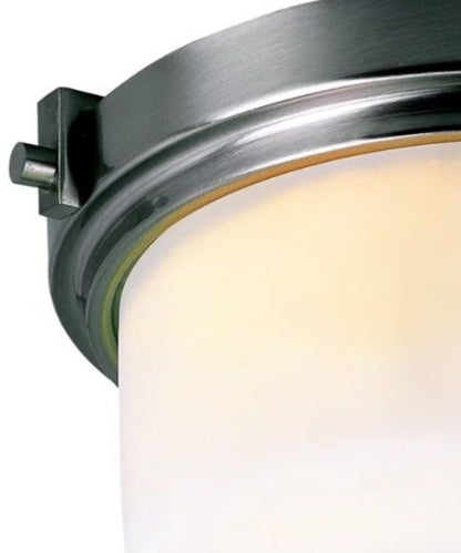 13"W 2-Light Brushed Nickel with White Frosted Glass Shade Flush Mount Light Fixture