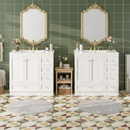 Shaker Free Standing Bathroom Vanity Cabinet & Sink, Soft Close Drawers, Soft Close Doors