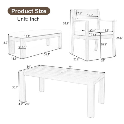 Outdoor Dining Set Rectangular Table With Umbrella Hole