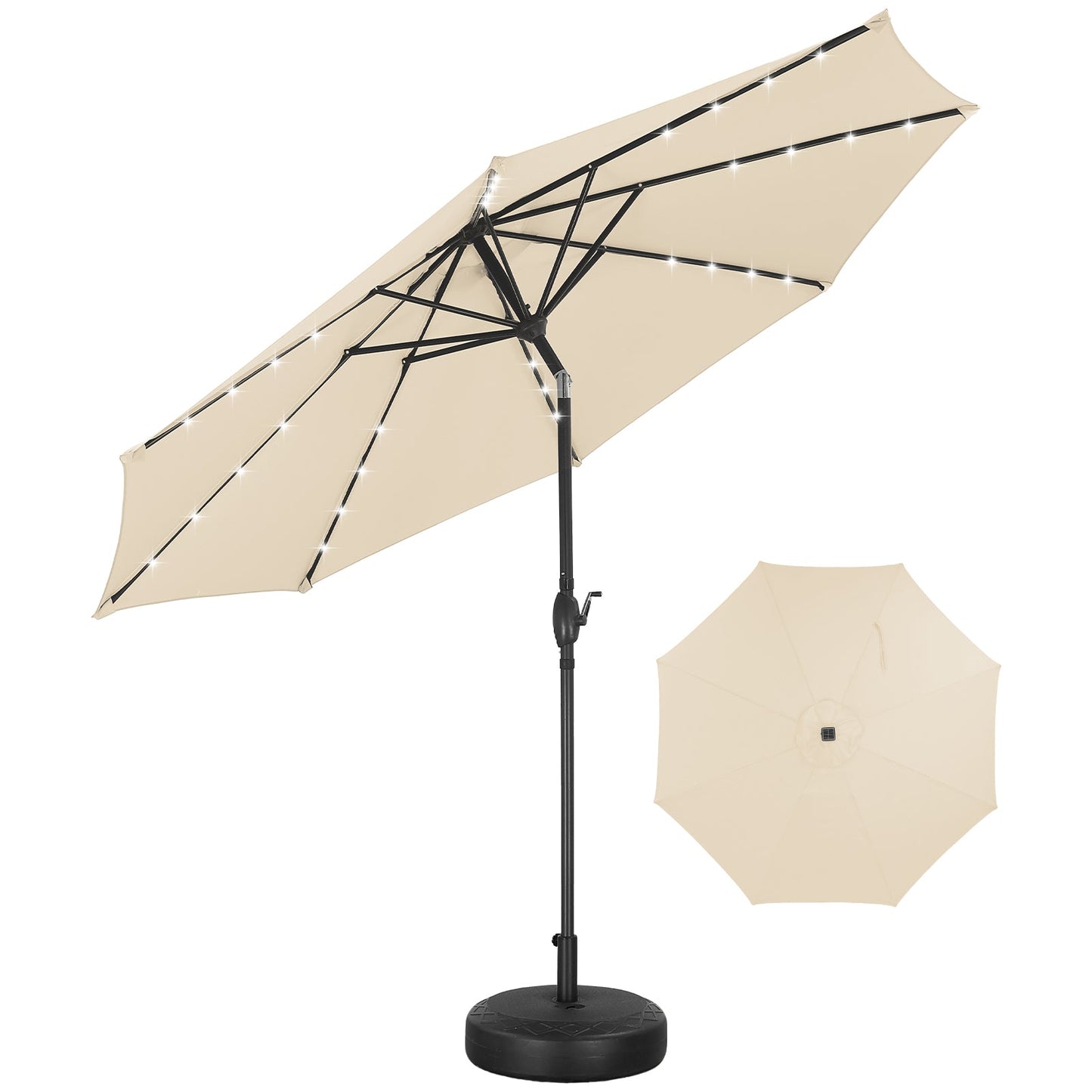 Ainfox 10ft Solar Patio Umbrella Outdoor Umbrella Market Umbrella With Decorative Pattern Umbrella