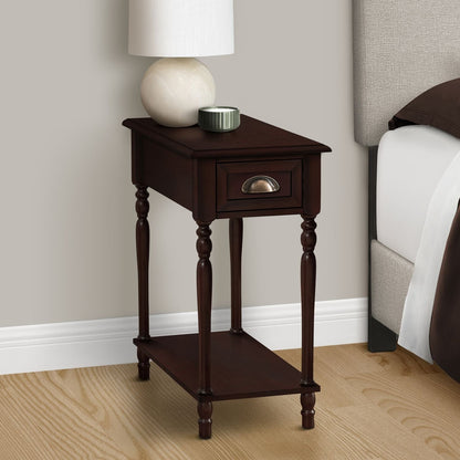 Accent Side Table, 2 Tier, Storage Drawer, Stylish Traditional Design