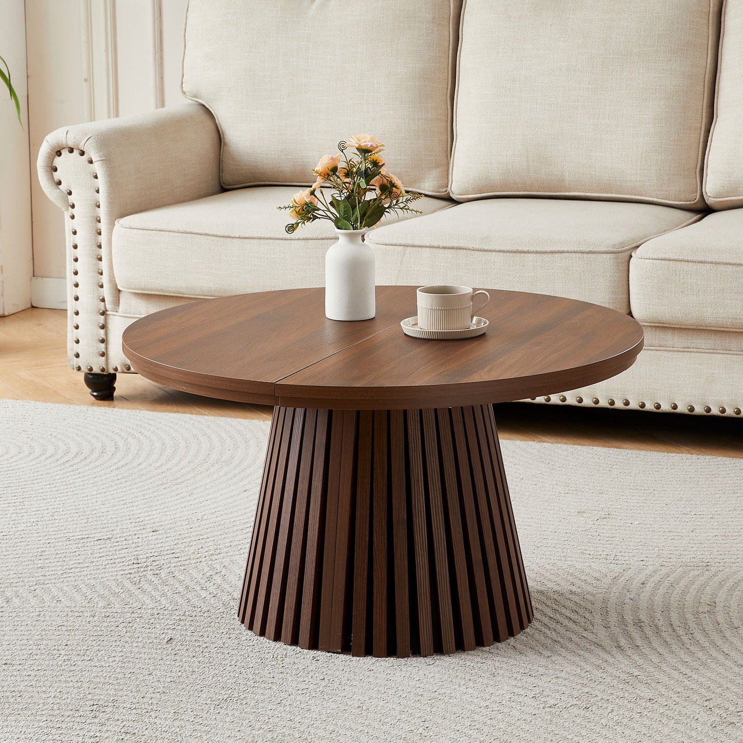 Oval Coffee Table For Living Room - Walnut