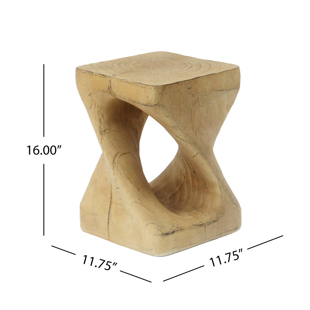 MGO Twisted Side Table | Wood-Look Texture, Indoor & Outdoor, No Assembly