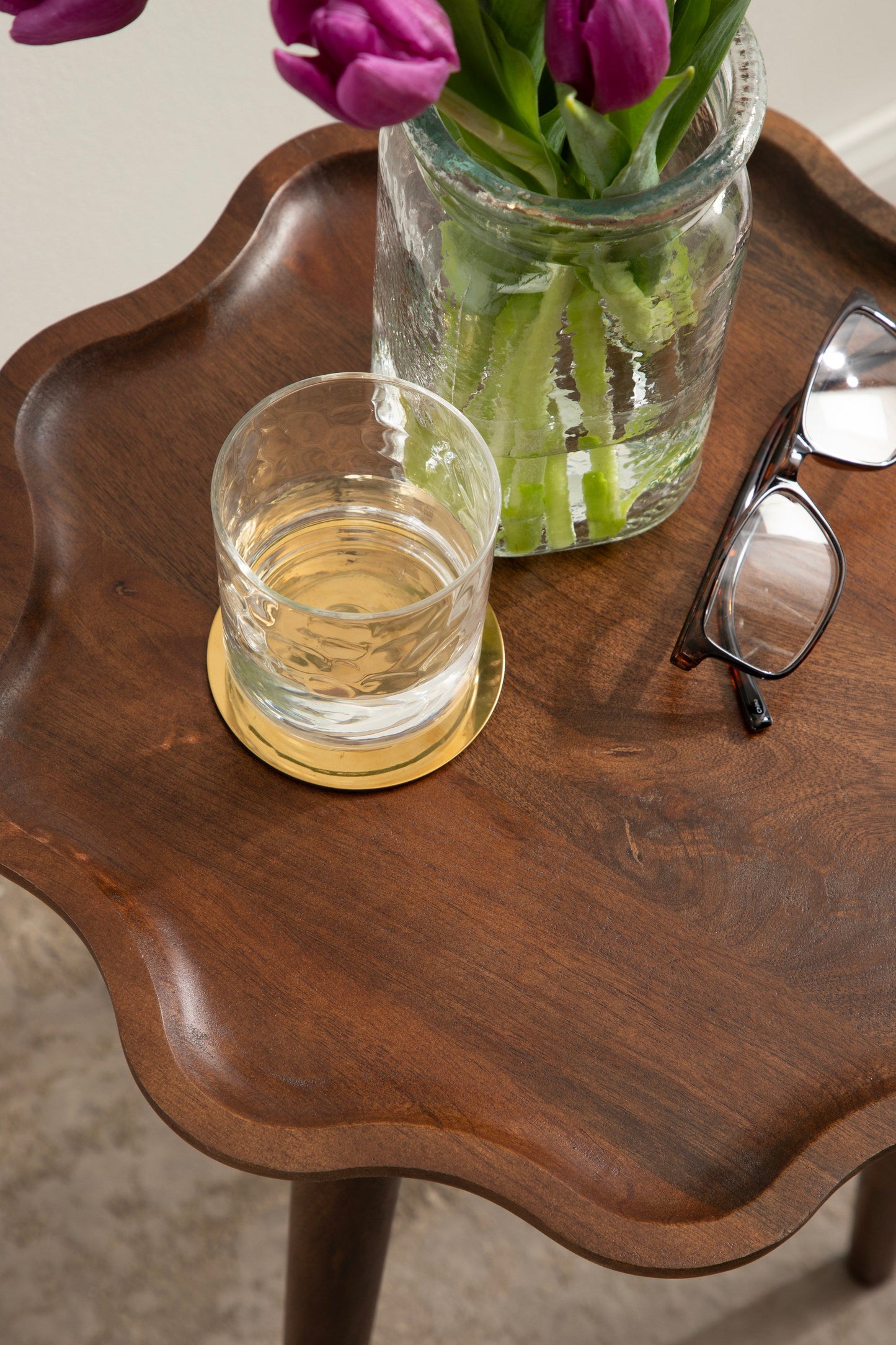 Alezar Scallop Wood Side Table
