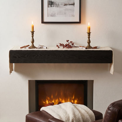 48'' Embossed Fireplace Mante, Wall Mounted Floating Shelf - Black