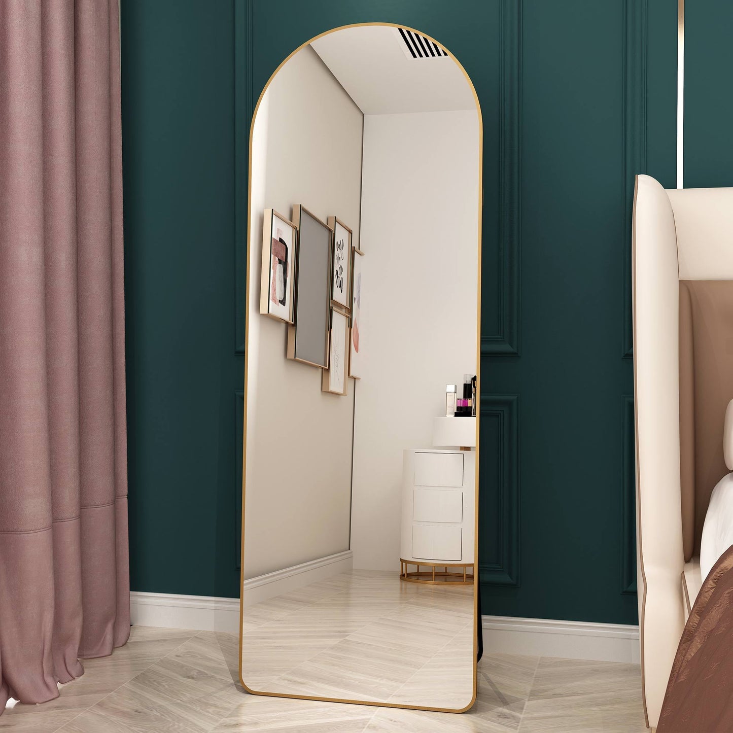 The 4th Generation Floor Mounted Full Length Mirror with Gold Frame