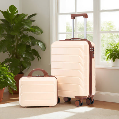 14'/20' 2-Piece Beige ABS Spinner Wheel Luggage Set