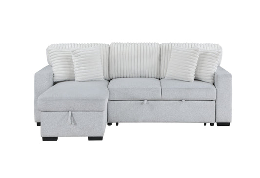 Ford Light Grey/White Reversible Pull Out Sofa Bed