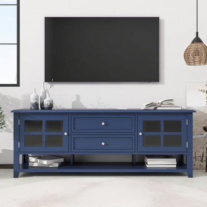 TV Stand, Entertainment Center With Dual Drawers And Hidden Storage, Cabinet With Soft Closing Doors And Sleek Panel Design