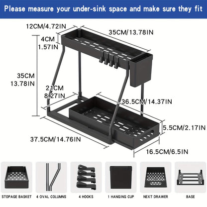 2-Piece Under Sink Organizer with Sliding Shelves – Multi-Purpose Storage Rack