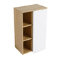 Wall Mounted Bathroom Side Cabinet, Single Door With 3 Tier Open Shelves - Black / Light Oak / White