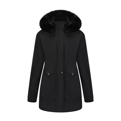 Full Size Fur Hooded Warm Winter Parka Outerwear Plus Size