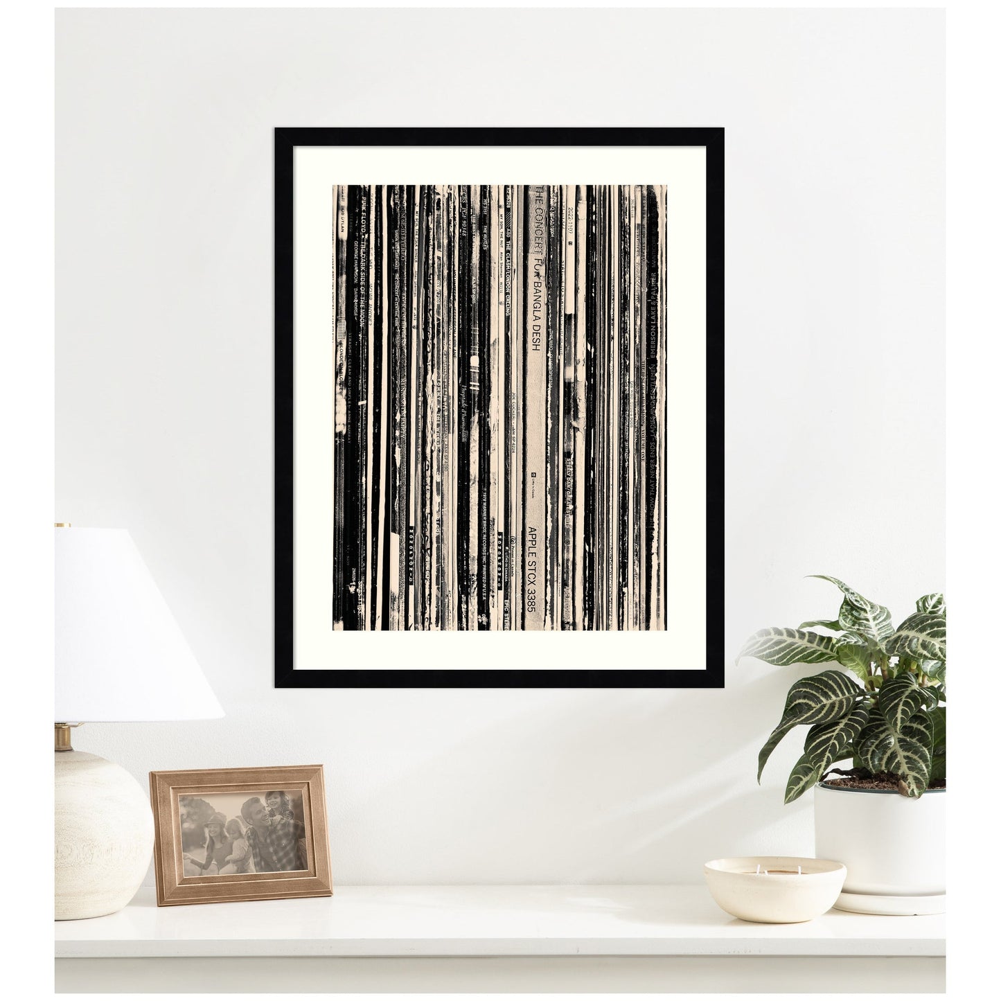 33 RPM Black and White by Robert Cadloff Framed Wall Art Print