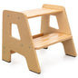 2-Step Wooden Stool for Toddlers(Step Stool for Children Ages 2+)