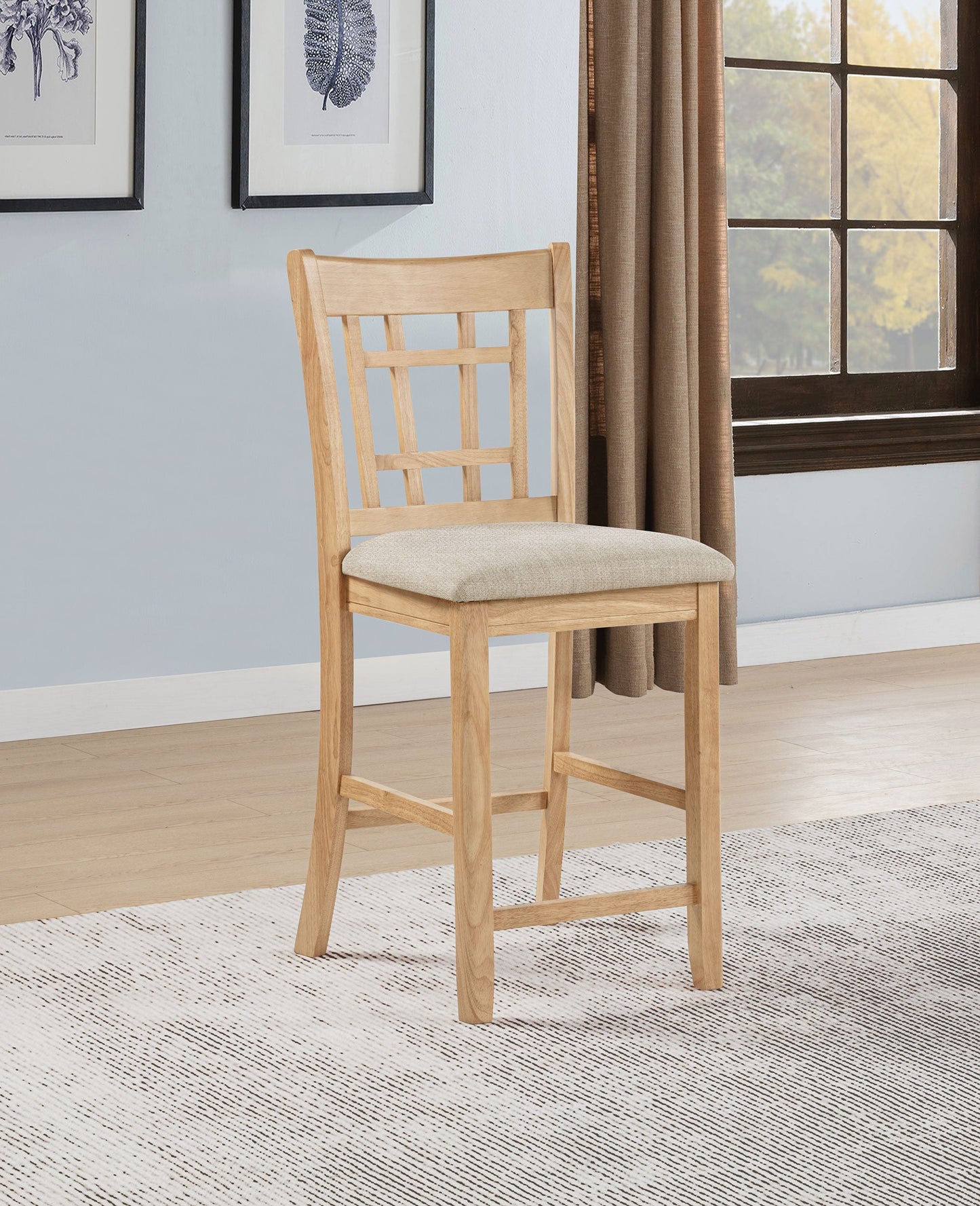 Lavon Wood Counter Height Dining Chair Linen and Light Oak (Set of 2)