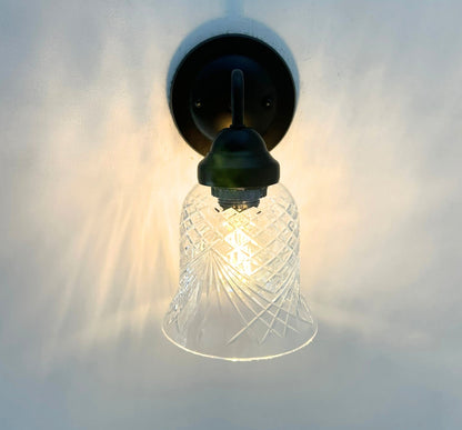 Clear Crosscut Crystal Style Wall Sconce