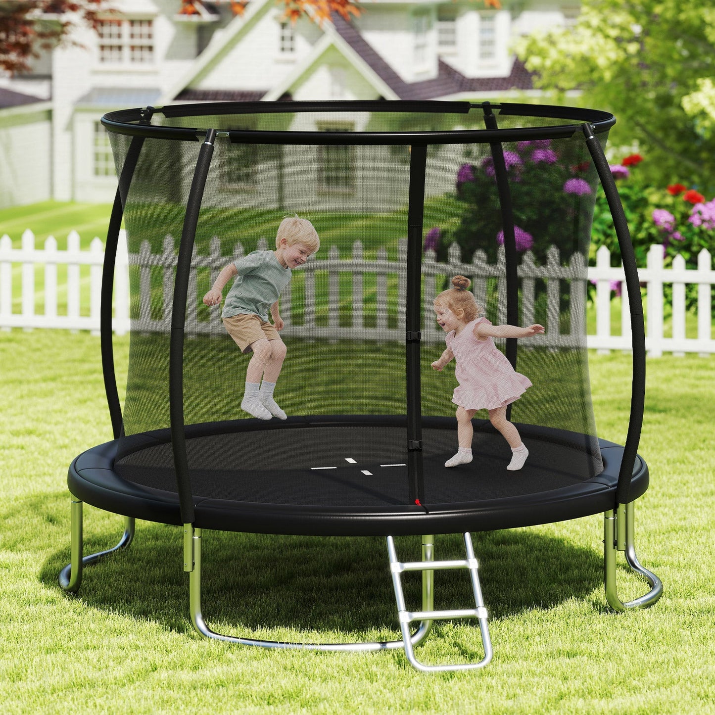 10FT Outdoor Trampoline Heavy-Duty Recreational Trampoline with Safety Enclosure Net