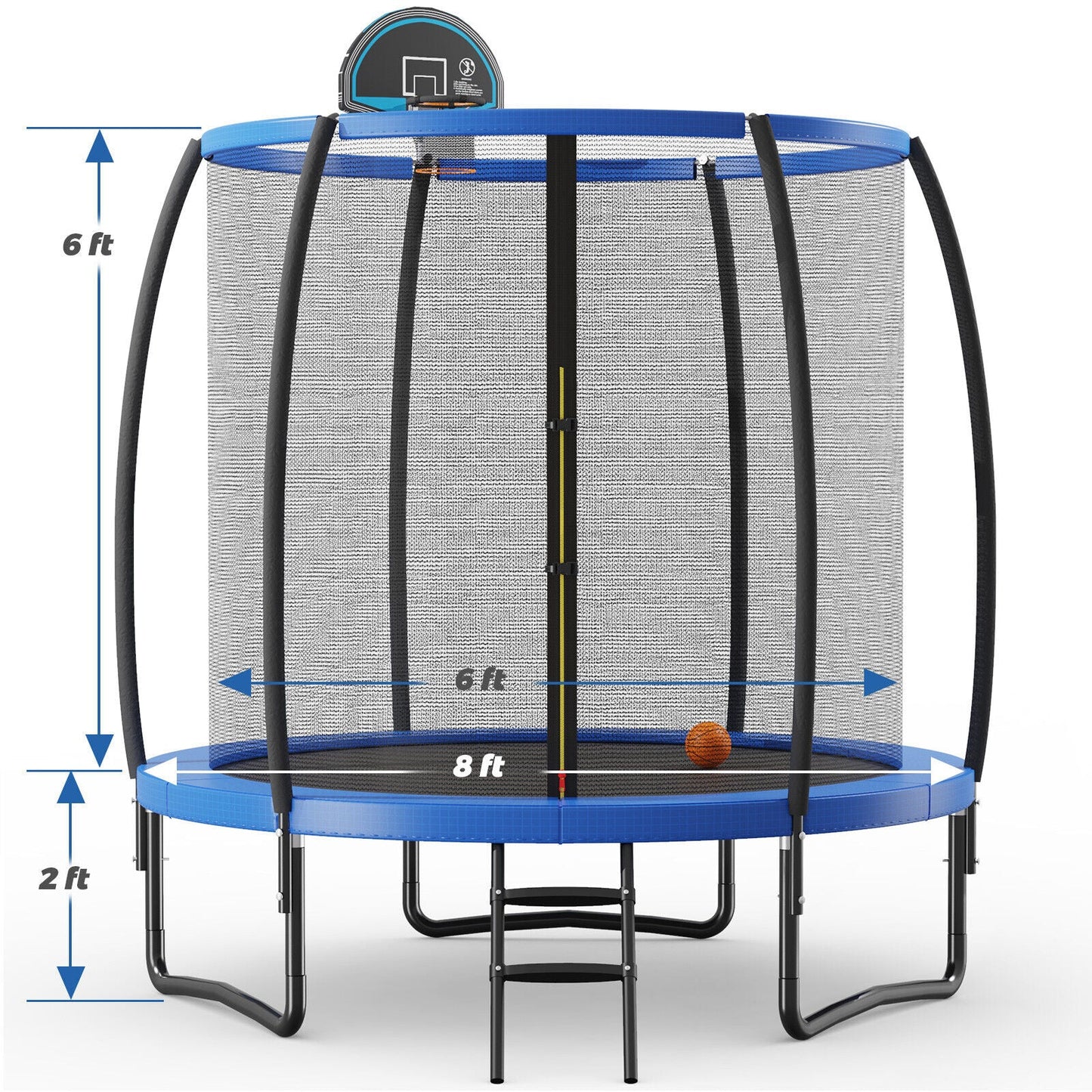 8/10 Feet Recreational Trampoline with Basketball Hoop