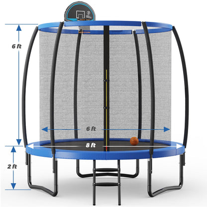 8/10 Feet Recreational Trampoline with Basketball Hoop