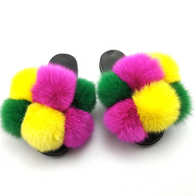 New SeasonSummer Women Slippers Faux Fur Slides For Women Fluffy Slippers House Shoes Woman Slippers Open Toe Fuzzy Fur Slippers Girls Fluffy House Slides Outdoor Indoor Slippers