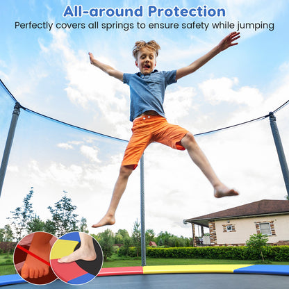 8-16 FT Trampoline Pad Replacement Safety Pad with Fixing Straps (Multicolor)