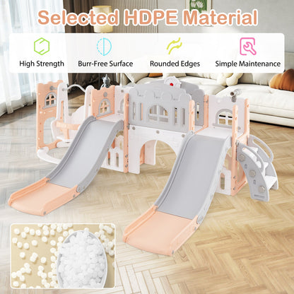 10-in-1 Toddler Slide and Swing Set with Double Slides and Tunnel
