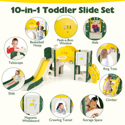 10 in 1 Toddler Slide Set Kids Slide and Climber Playset Indoor Playground