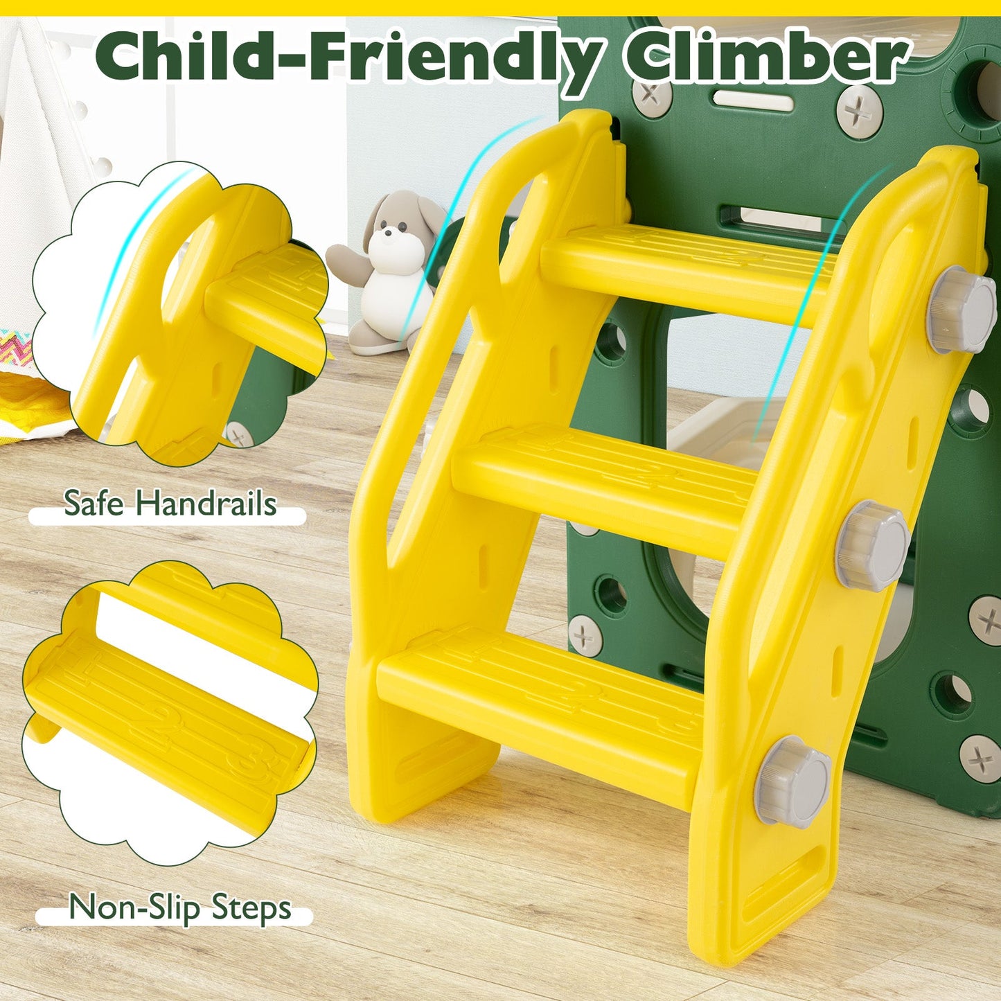 10 in 1 Toddler Slide Set Kids Slide and Climber Playset Indoor Playground