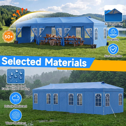 Pop Up Canopy Tent 10x30 FT with 8 Sidewalls