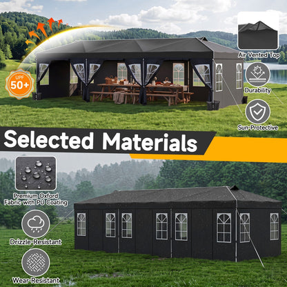 Pop Up Canopy Tent 10x30 FT with 8 Sidewalls