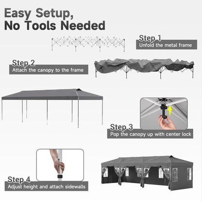 Pop Up Canopy Tent 10x30 FT with 8 Sidewalls