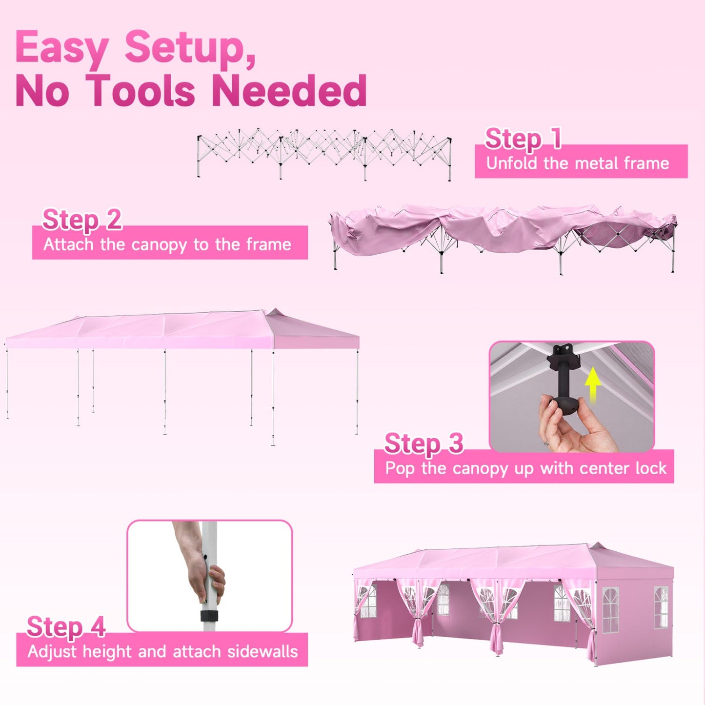 Pop Up Canopy Tent 10x30 FT with 8 Sidewalls