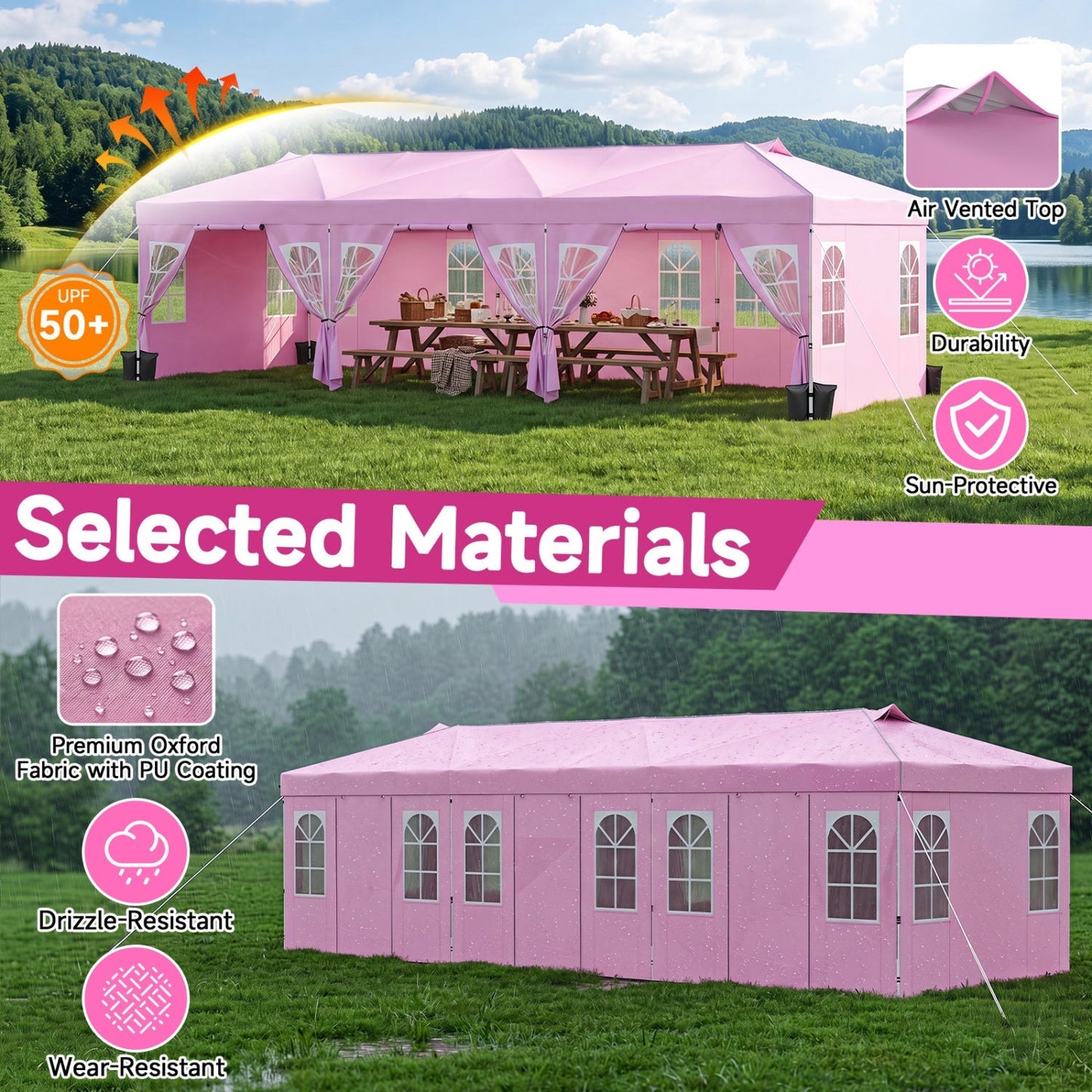 Pop Up Canopy Tent 10x30 FT with 8 Sidewalls