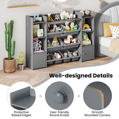 56 inch Large Toy Storage Organizer with 8 Removable Bins and Bookshelf