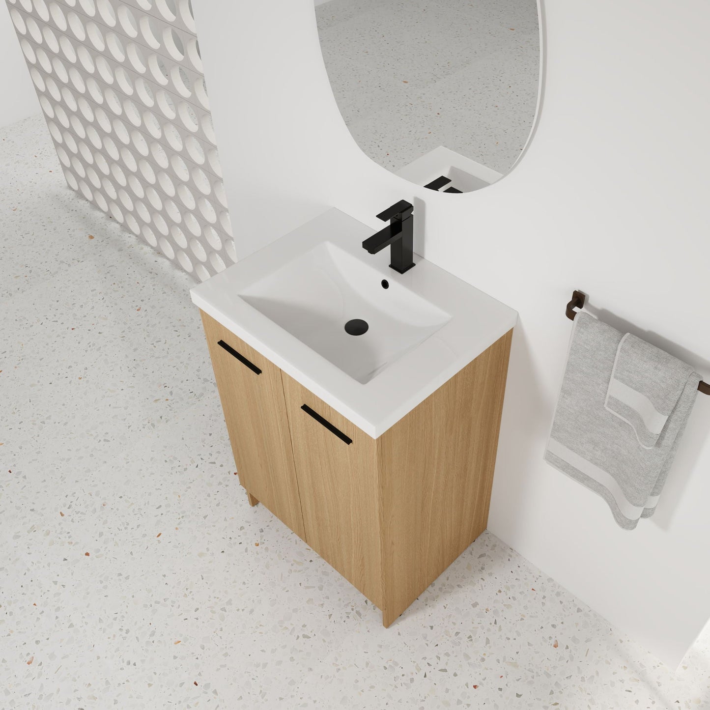 Floating Bathroom Vanity With Sink, Wall Mounted Double Door Storage