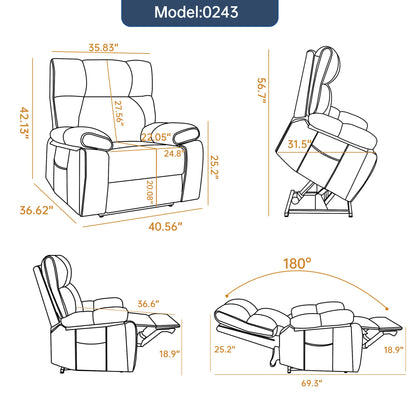 Orange Leatheraire Heat Massage Dual Motor Recliner