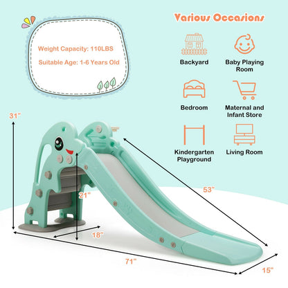3-in-1 Kids Climber Slide Play Set with Basketball Hoop and Ball