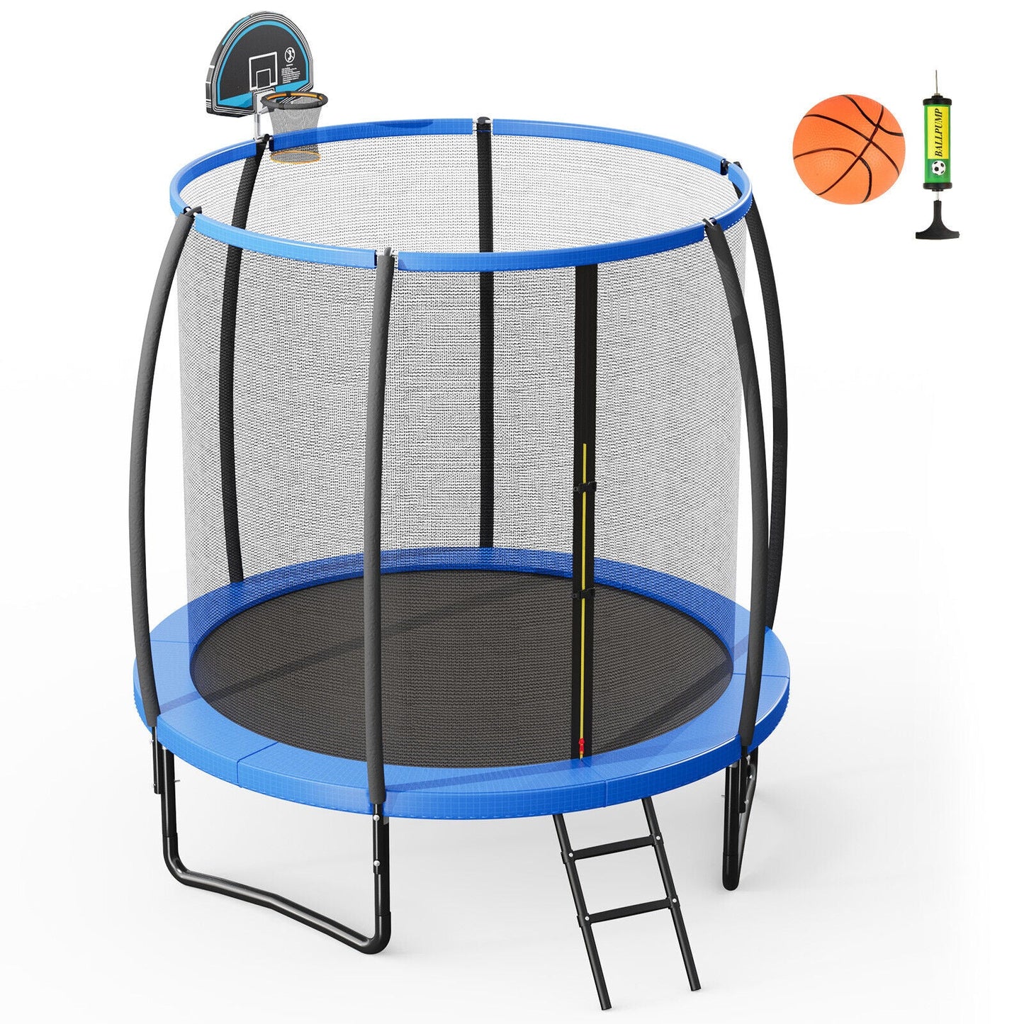 8/10 Feet Recreational Trampoline with Basketball Hoop