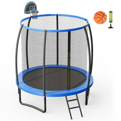 8/10 Feet Recreational Trampoline with Basketball Hoop