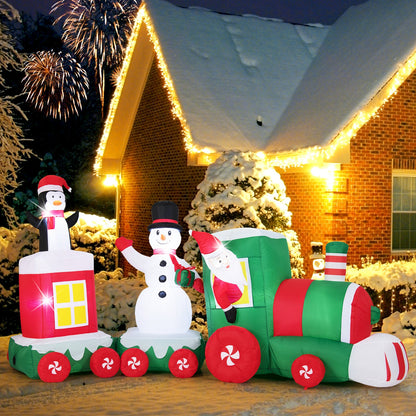 11.5 FT Christmas Inflatables Train Blow Up Santa Claus Driving Train