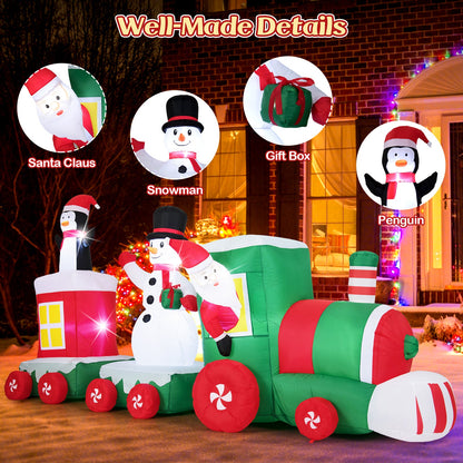 11.5 FT Christmas Inflatables Train Blow Up Santa Claus Driving Train